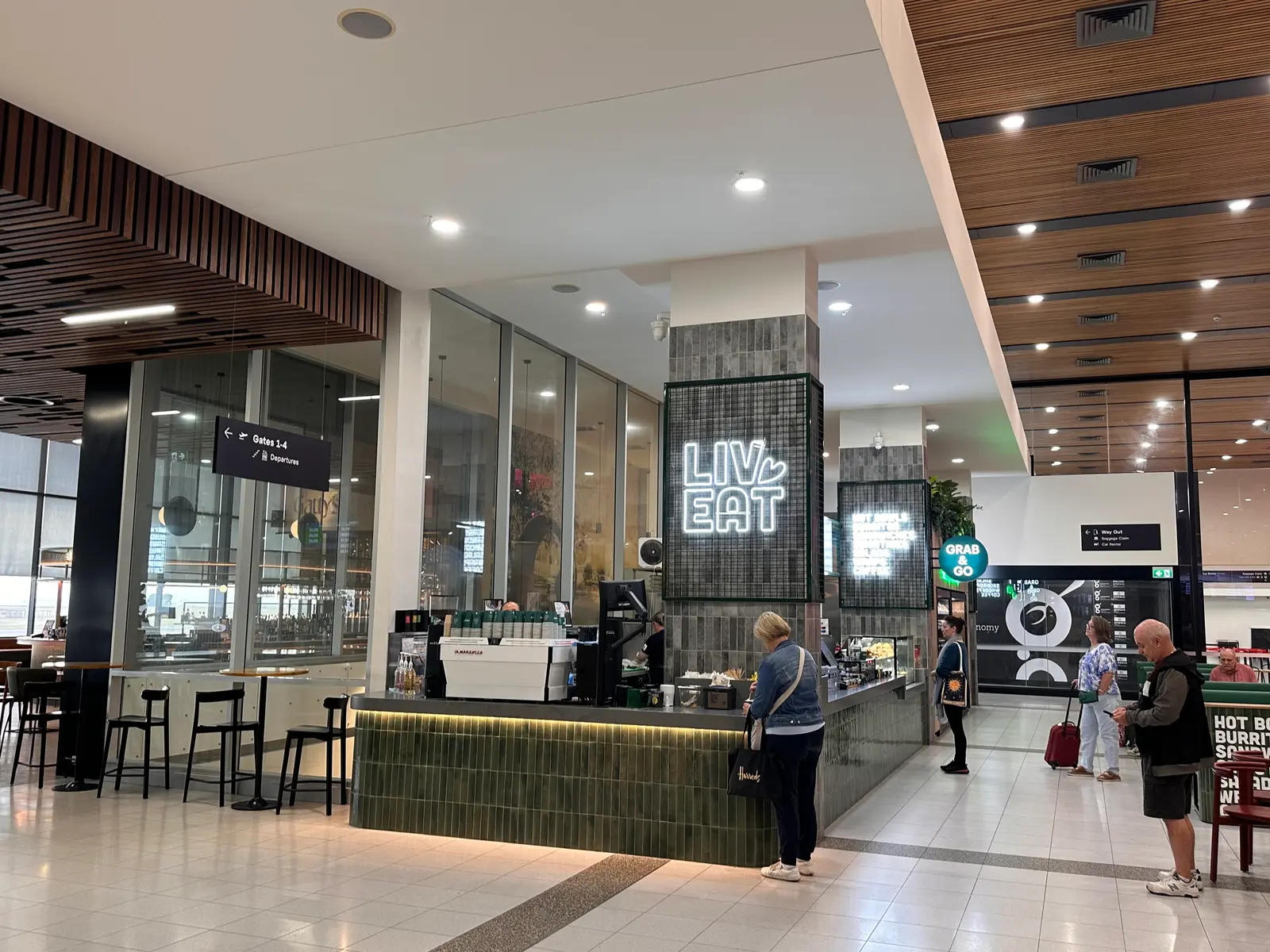 Liv Eat cafe and food counter at Launceston Airport, Tasmania