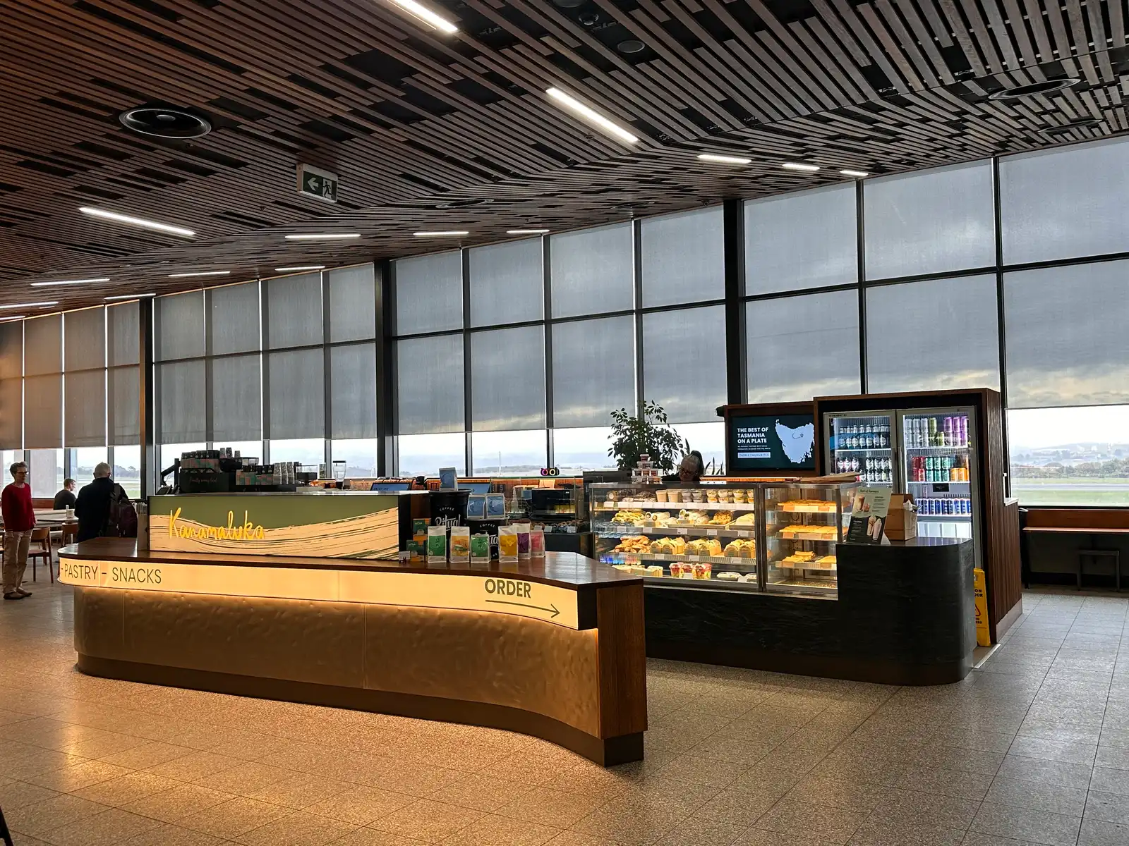 Pastry and snacks counter near departure gates at Launceston Airport, Tasmania