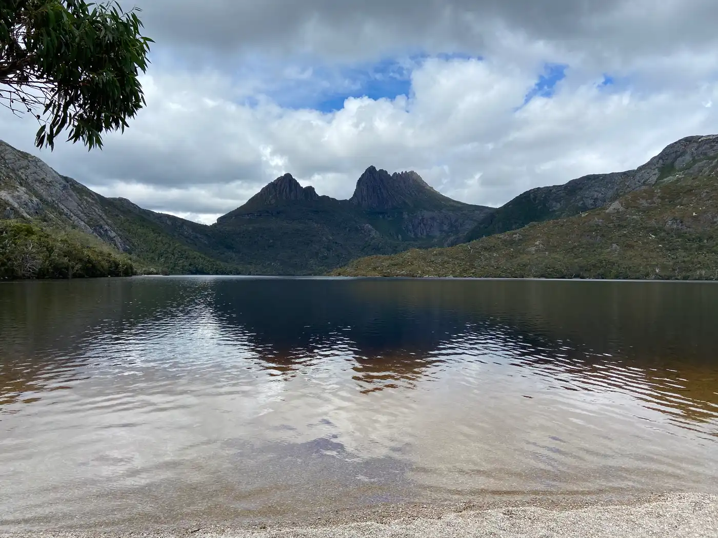 Cradle Mountain reflected in still Dove Lake waters