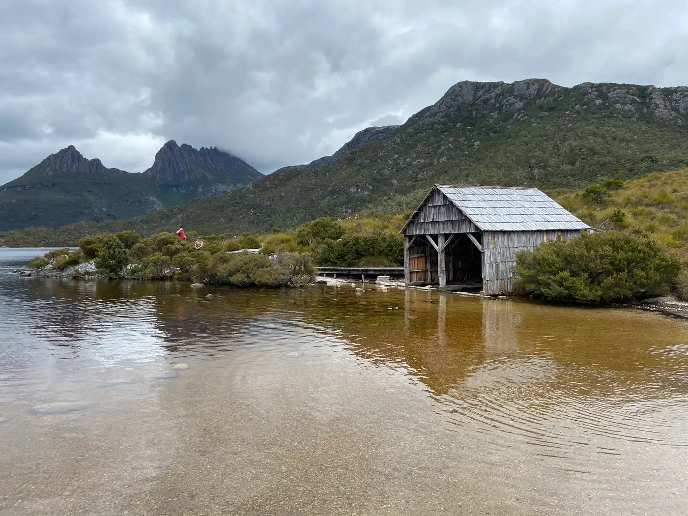 Dove Lake Boat Shed with Cradle Mountain behind