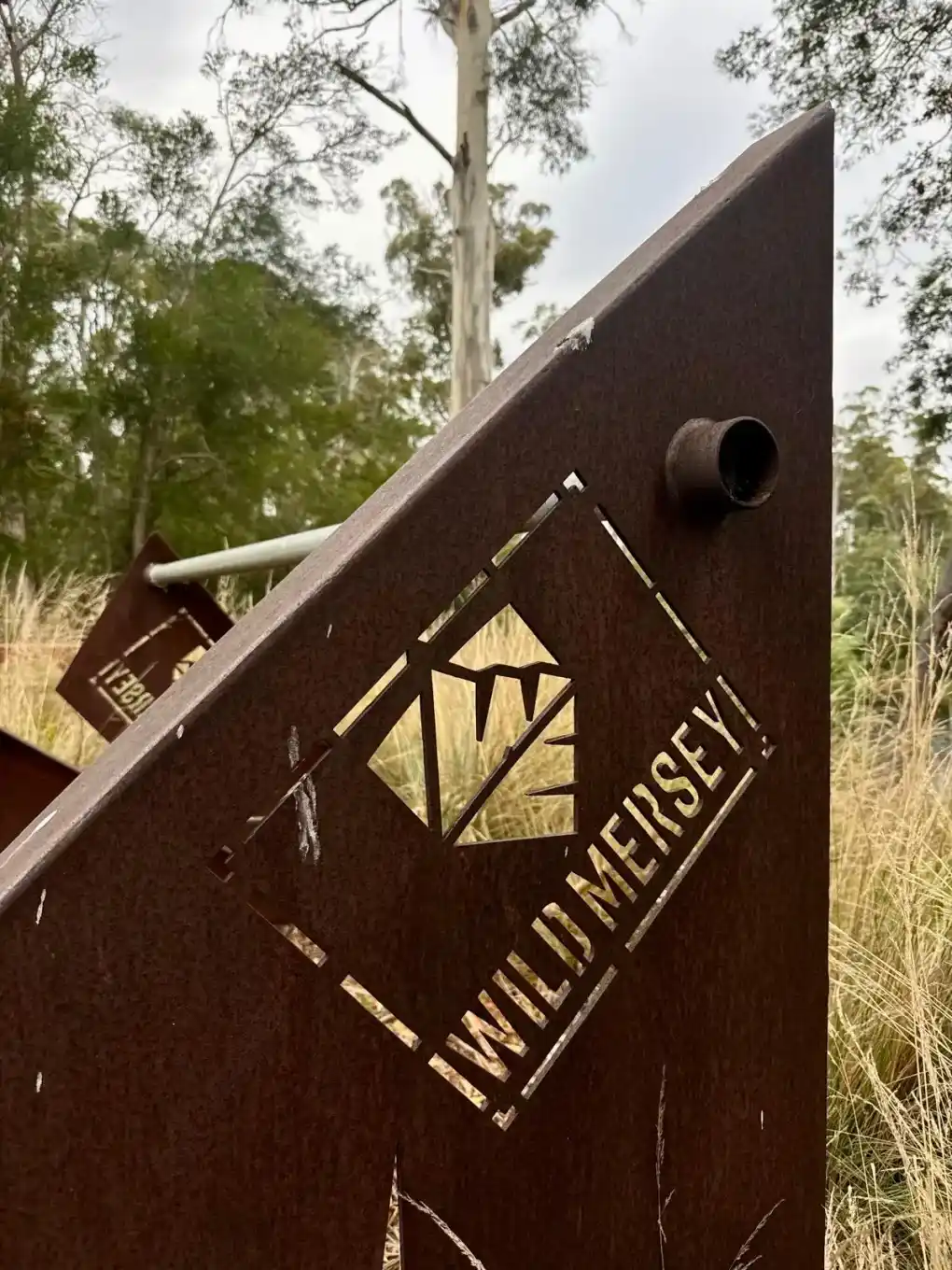 Wild Mersey corten steel logo sign